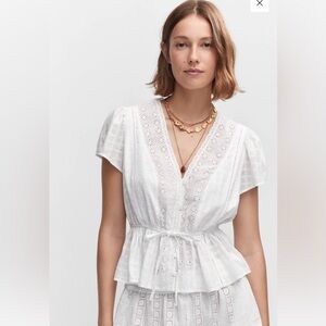 Mango embroidered openwork blouse